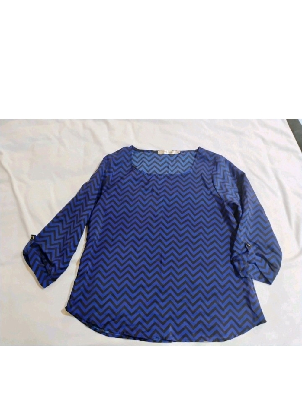 Liberty Love Navy and Royal Blue Chevron Blouse